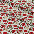 Red Poppies On Cream Fabric