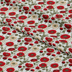 Red Poppies On Cream Fabric