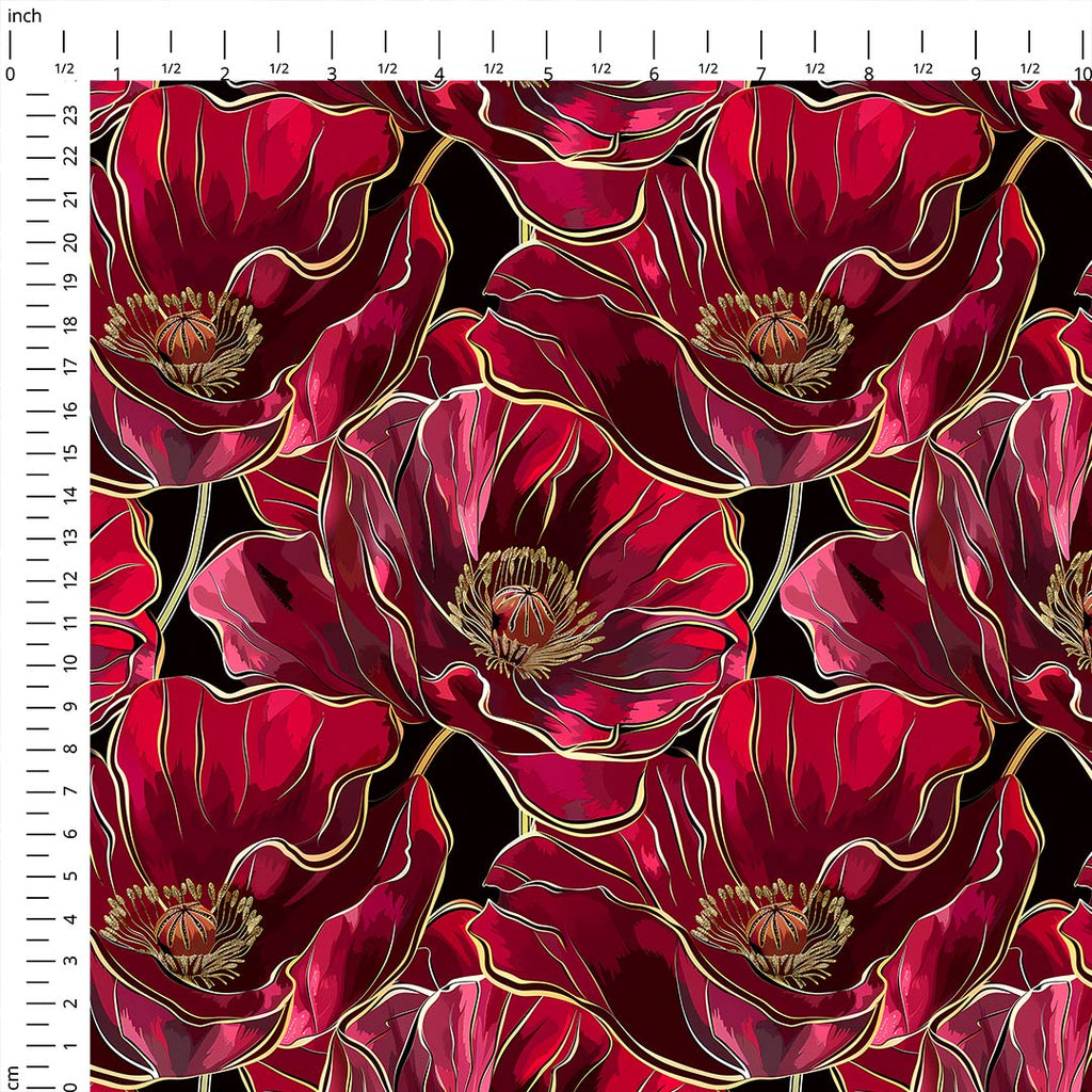 Red Poppies Fabric