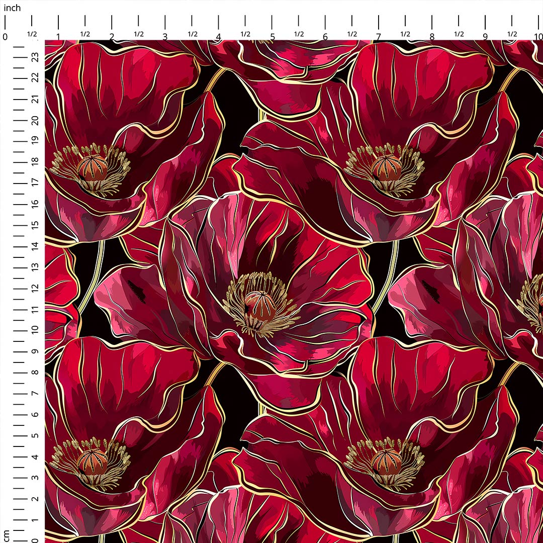 Red Poppies Fabric