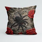 CUSHION Panel Dark Red Roses Spider CP-190