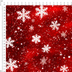 Red Snowflake Glitter Fabric
