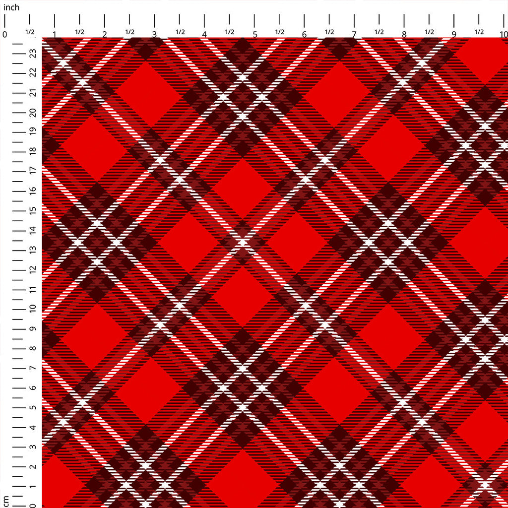Red and White Tartan Fabric 1430