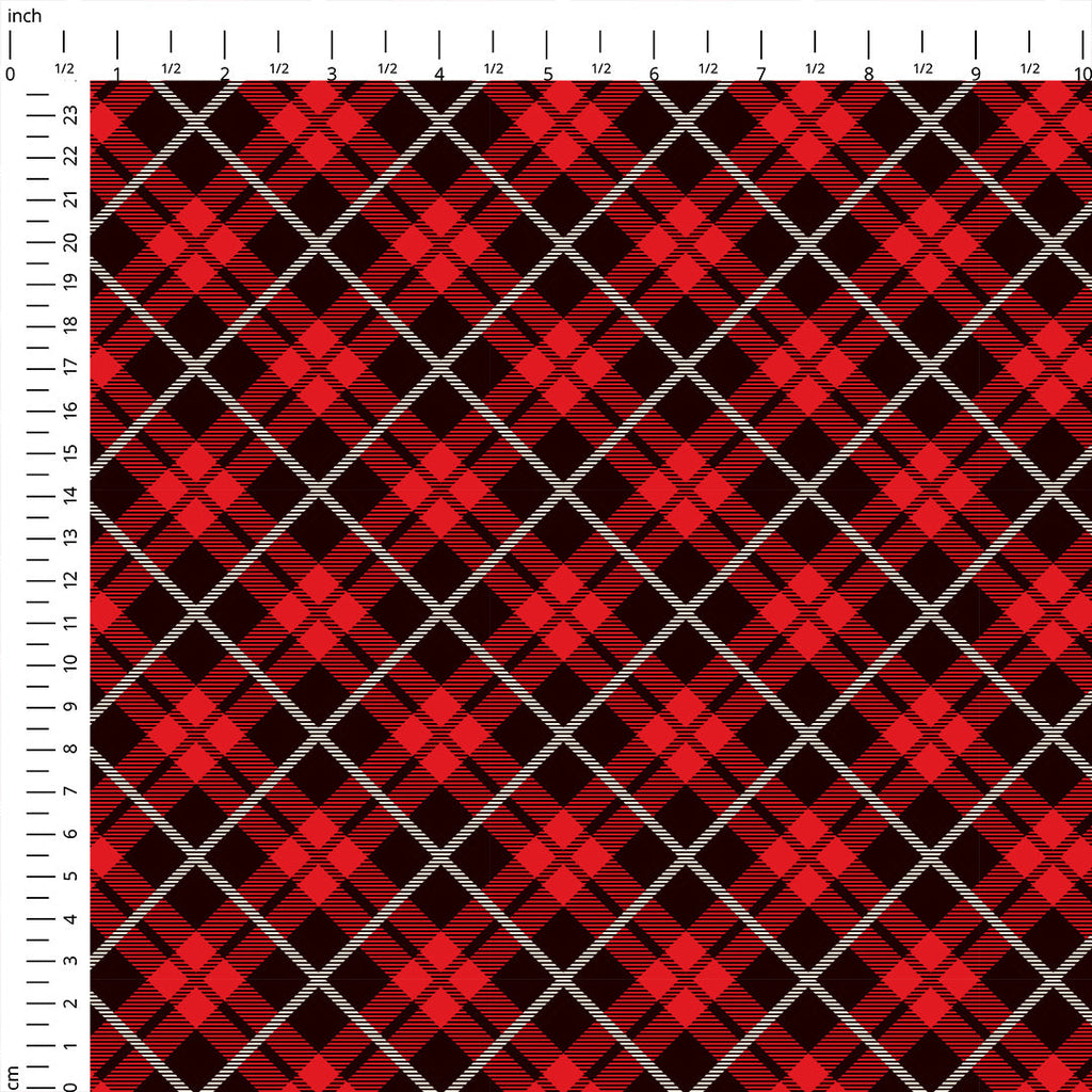 Red and Black Plaid Fabric 1431