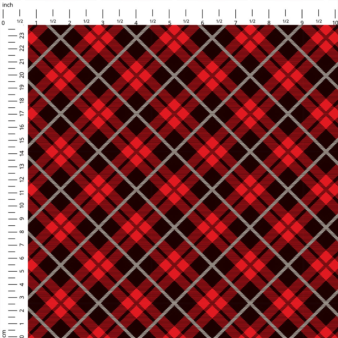 Red and Black Plaid Fabric 1431