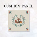 CUSHION Fabric Panel Reindeer Wreath