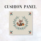 CUSHION Fabric Panel Reindeer Wreath
