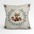CUSHION Fabric Panel Reindeer Wreath