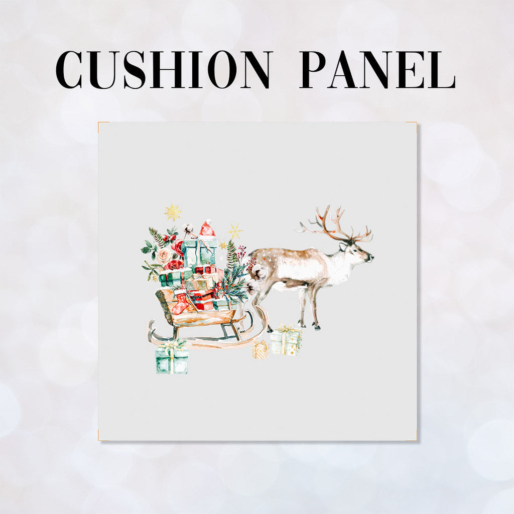 CUSHION Panel Reindeer and Sledge Grey CP-811