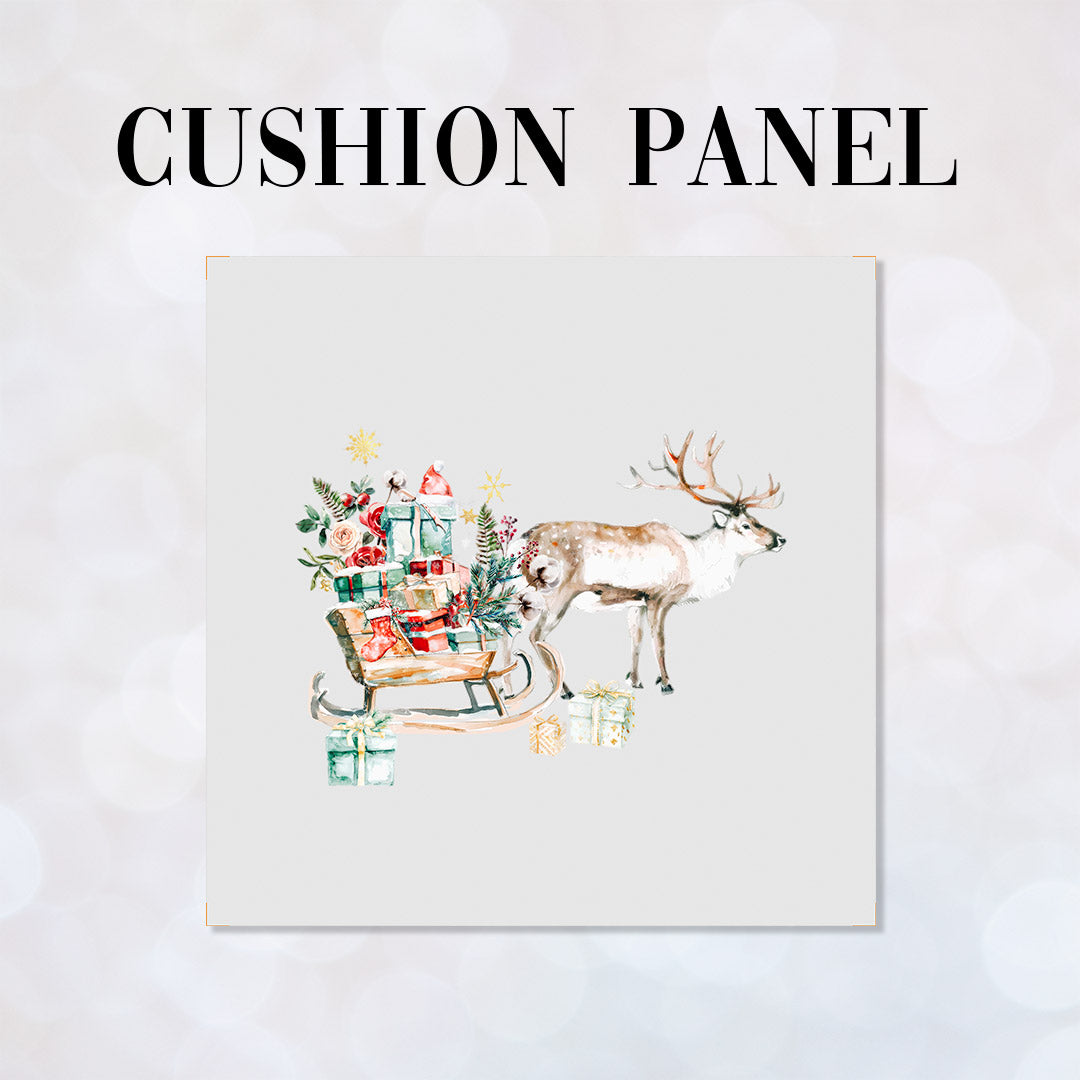 CUSHION Panel Reindeer and Sledge Grey CP-811