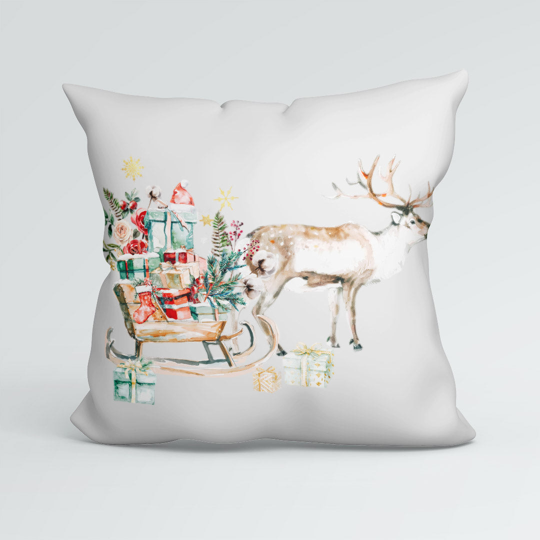 CUSHION Panel Reindeer and Sledge Grey CP-811