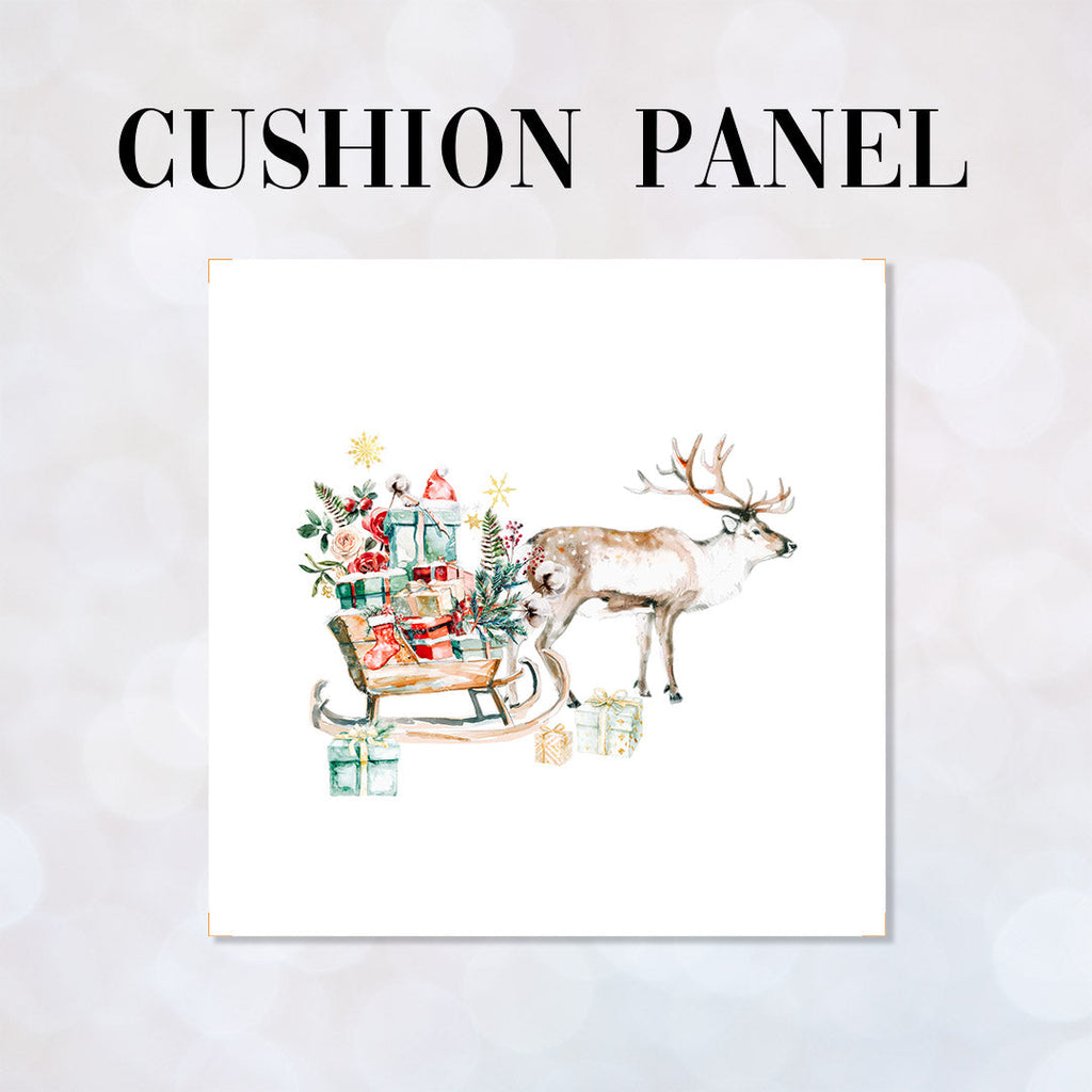 CUSHION Panel Reindeer and Sledge White CP-812