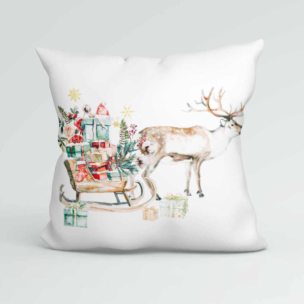 CUSHION Panel Reindeer and Sledge White CP-812
