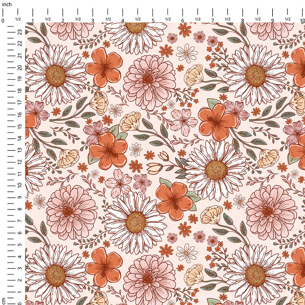 Retro Autumn Flowers Fabric