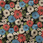 Retro Floral Blue Fabric