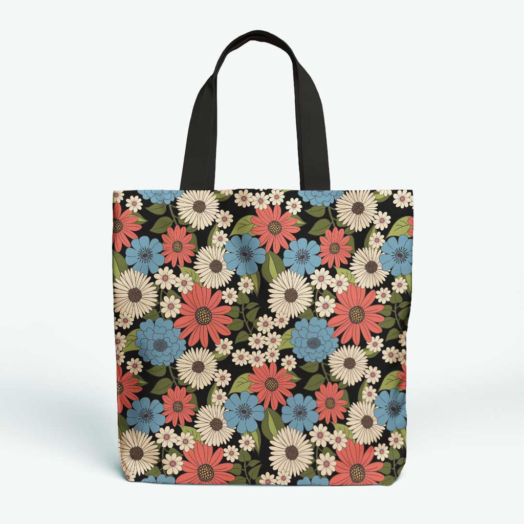 Retro Floral Blue Fabric