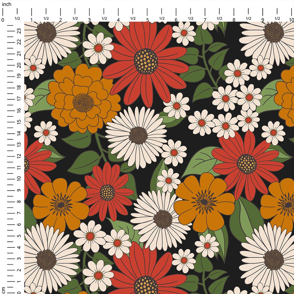 Retro Floral Mustard Fabric