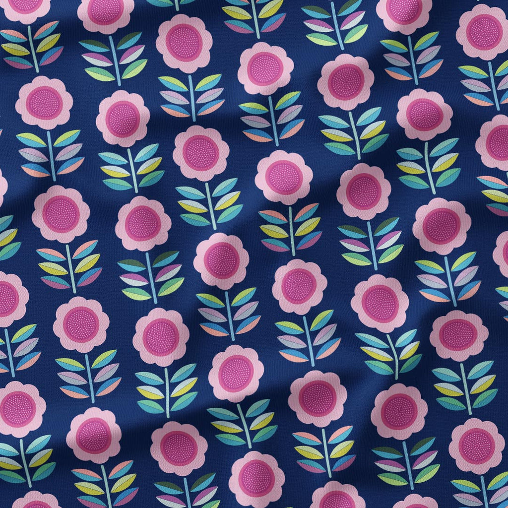 Retro Floral Navy Fabric