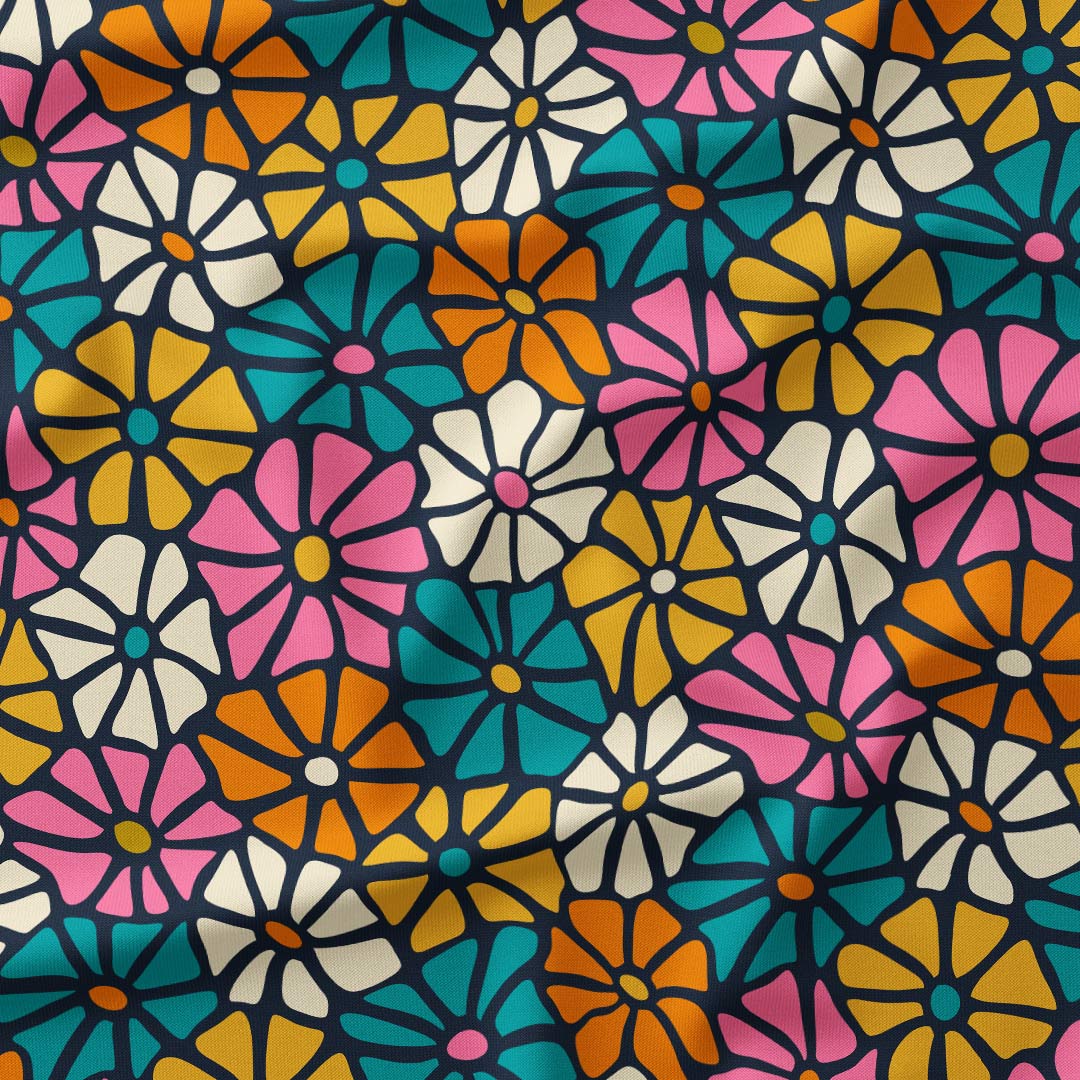 Retro Flowers  Fabric