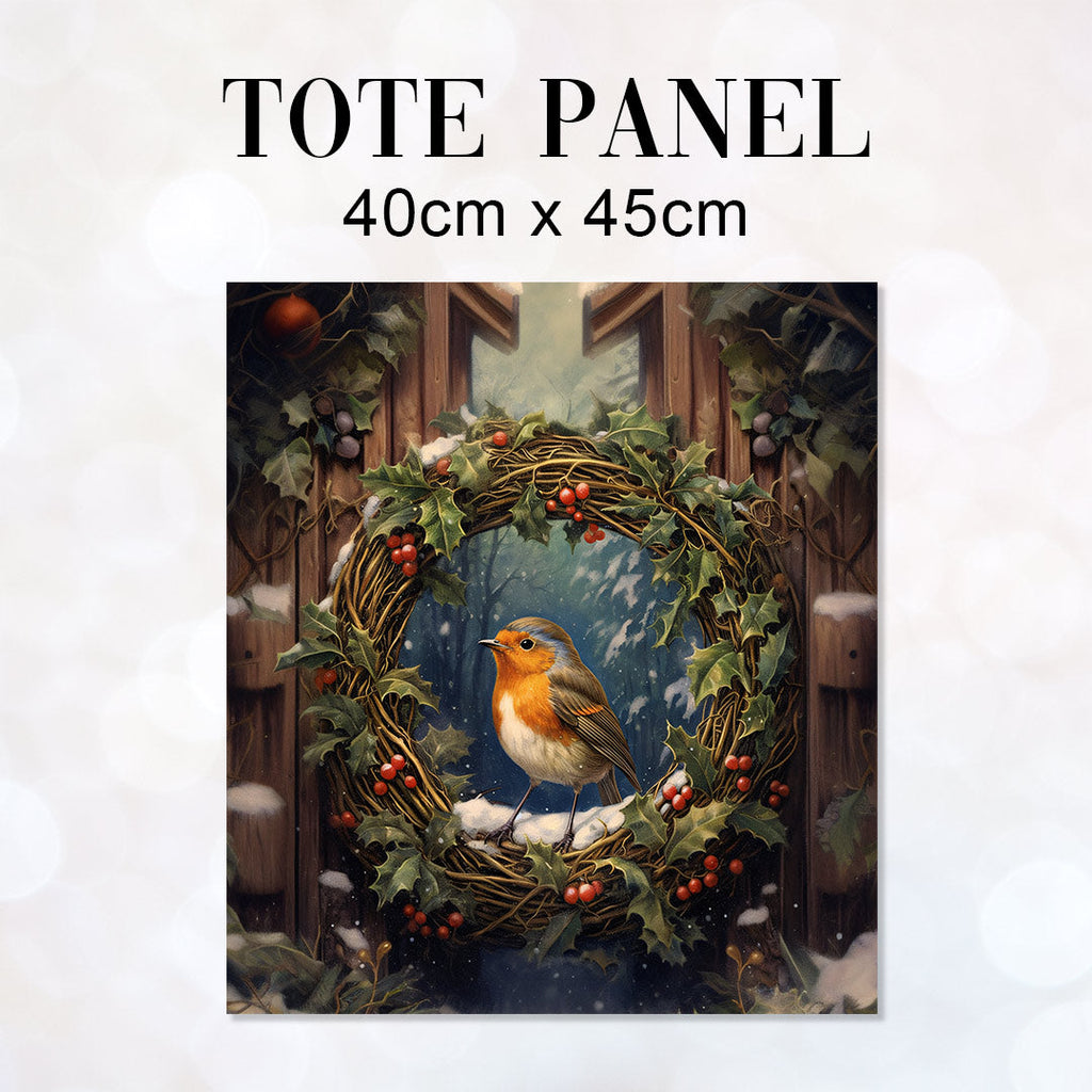 TOTE Robin Wreath Fabric Bag Panel