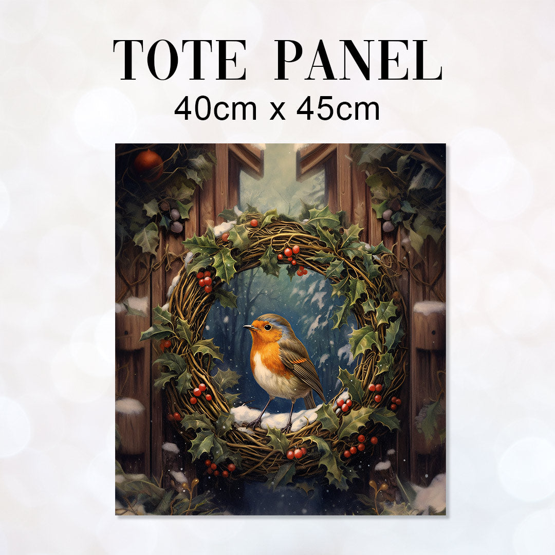 TOTE Robin Wreath Fabric Bag Panel