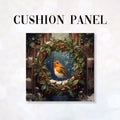 CUSHION Fabric Panel Robin Wreath