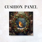 CUSHION Fabric Panel Robin Wreath