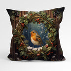 CUSHION Fabric Panel Robin Wreath