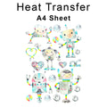 Robots A4 Mix Set Iron on fabric heat transfer DTF-159