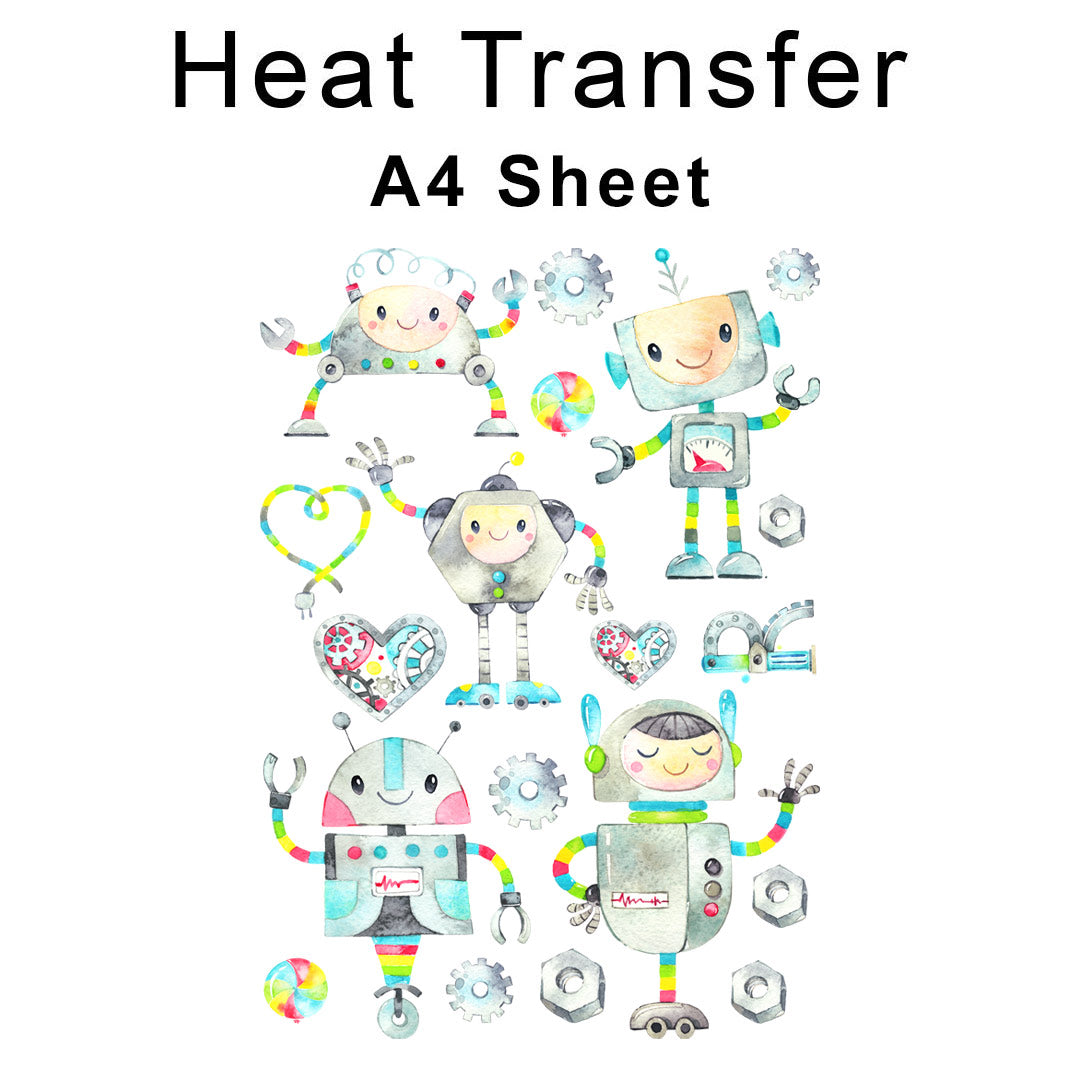 Robots A4 Mix Set Iron on fabric heat transfer DTF-159