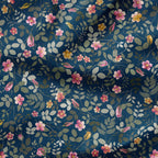 Rose Garden Blue Fabric