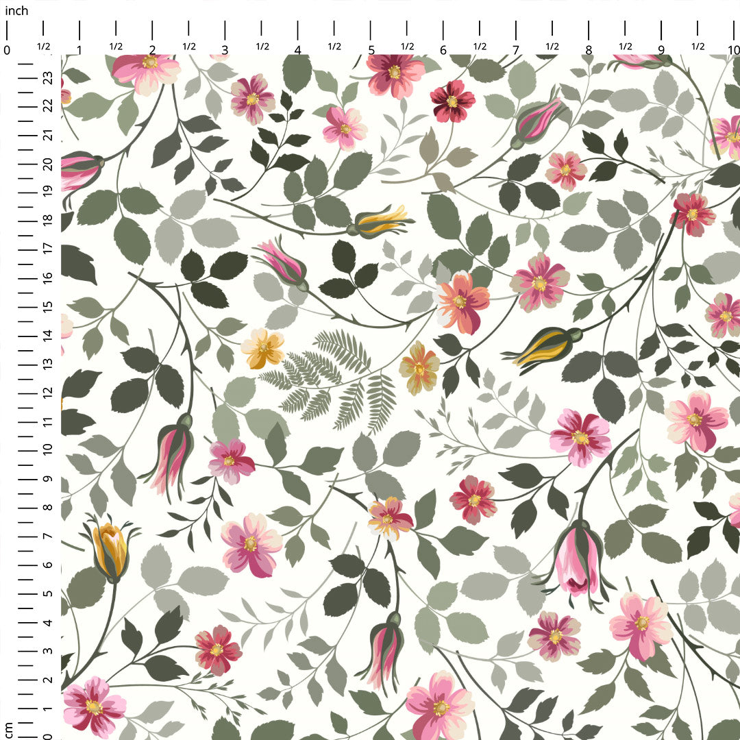Rose Garden White Fabric