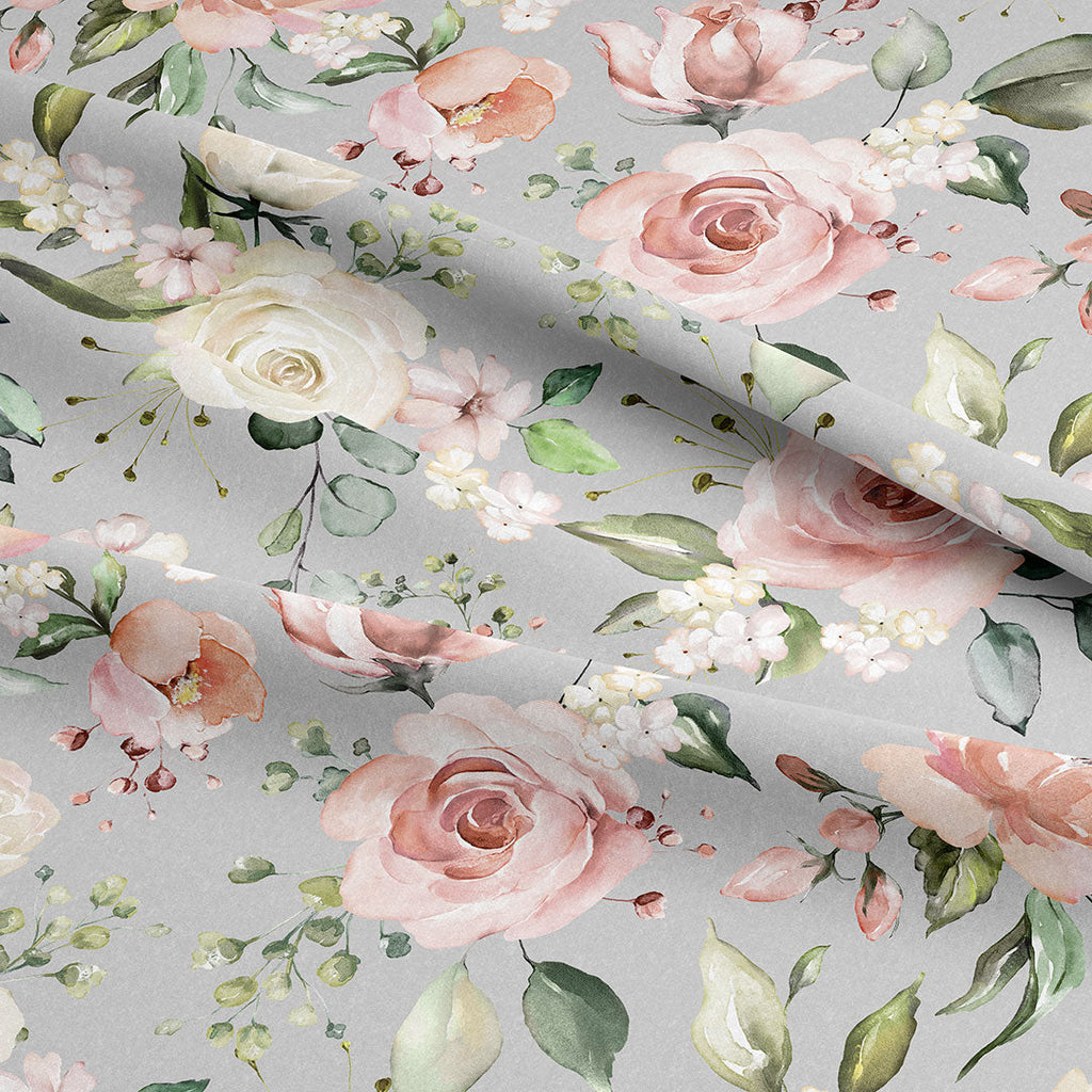 Roses On Grey Fabric