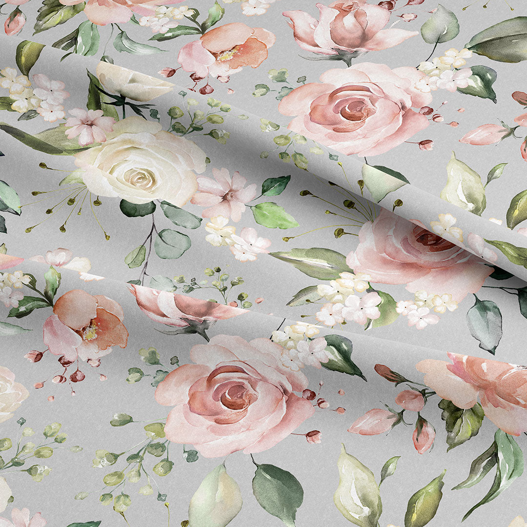 Roses On Grey Fabric
