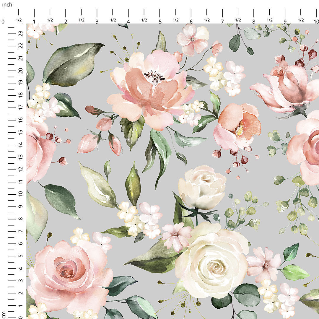 Roses On Grey Fabric