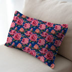 Roses on Blue Embroidery Fabric