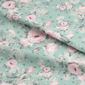 Roses On Mint Fabric