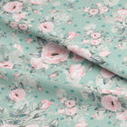 Roses On Mint Fabric