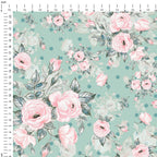 Roses On Mint Fabric