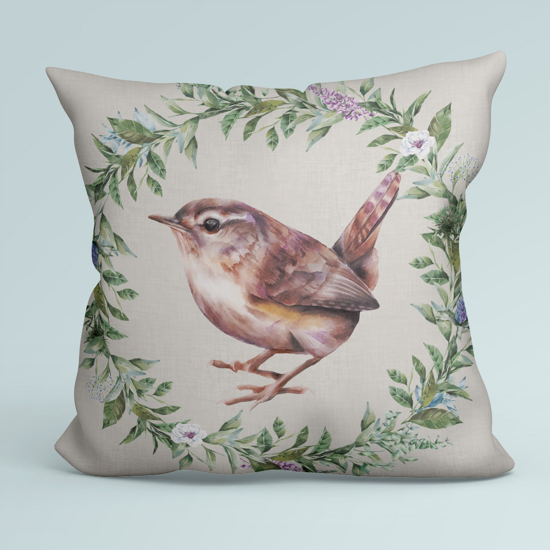 CUSHION Fabric Panel Scottish Bird Grey CP-1172