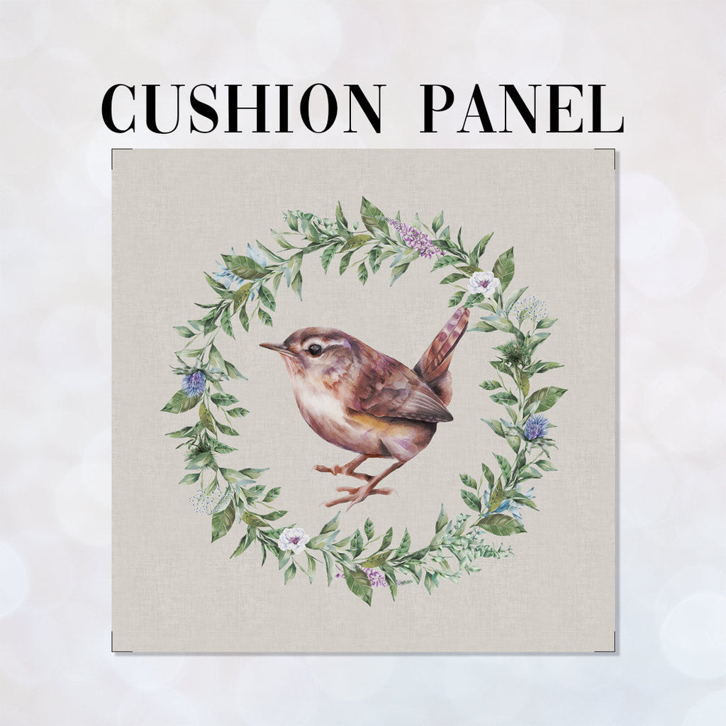 CUSHION Fabric Panel Scottish Bird Grey CP-1172
