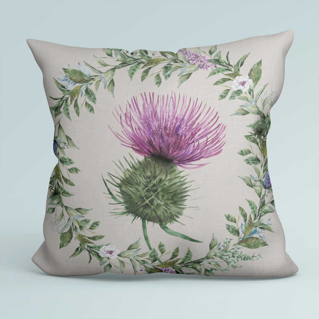 CUSHION Fabric Panel Scottish Thistle Grey SC-13