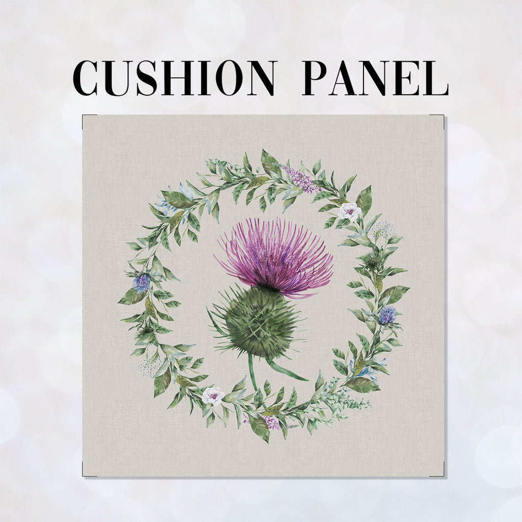 CUSHION Fabric Panel Scottish Thistle Grey SC-13