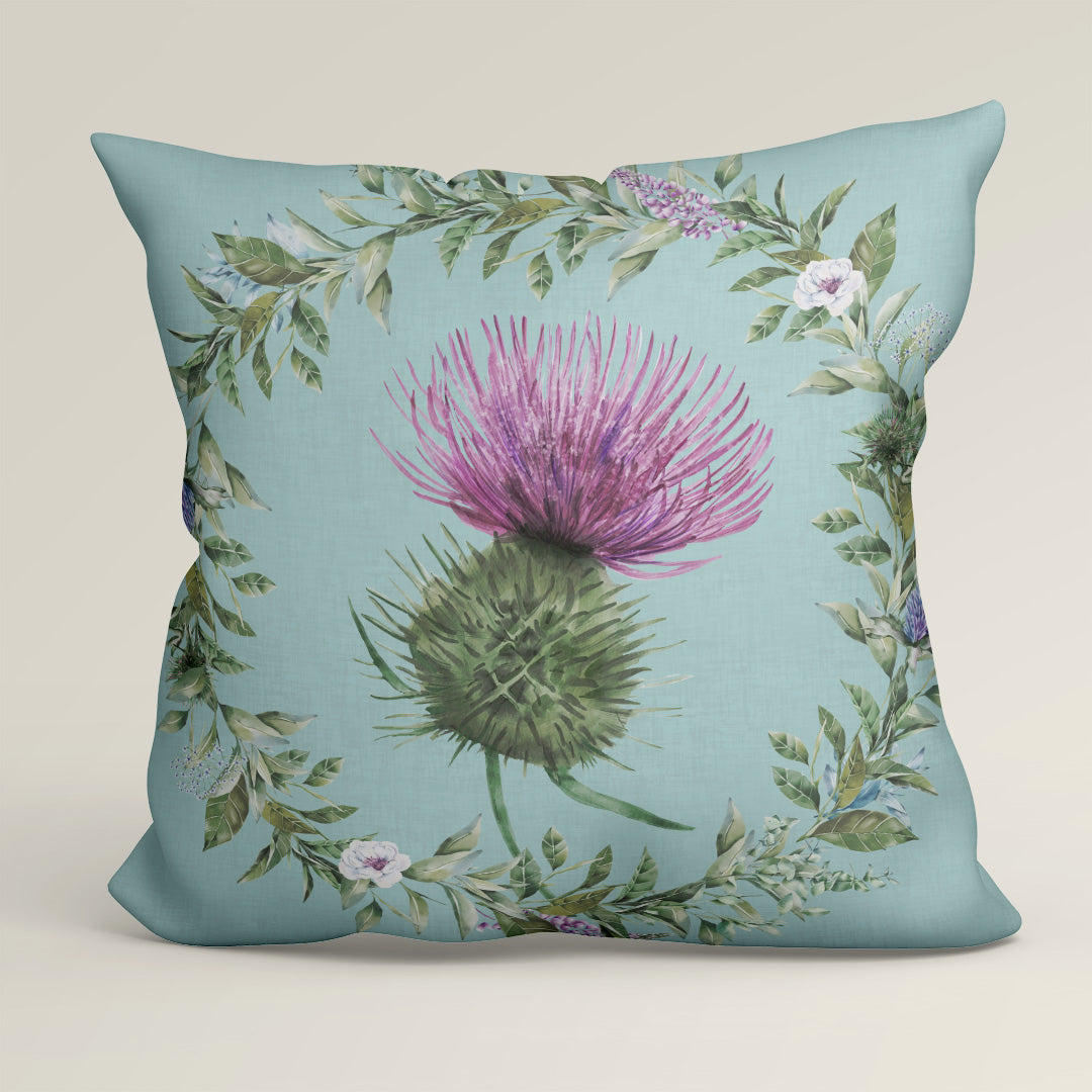 CUSHION Fabric Panel Scottish Thistle Blue SC-14