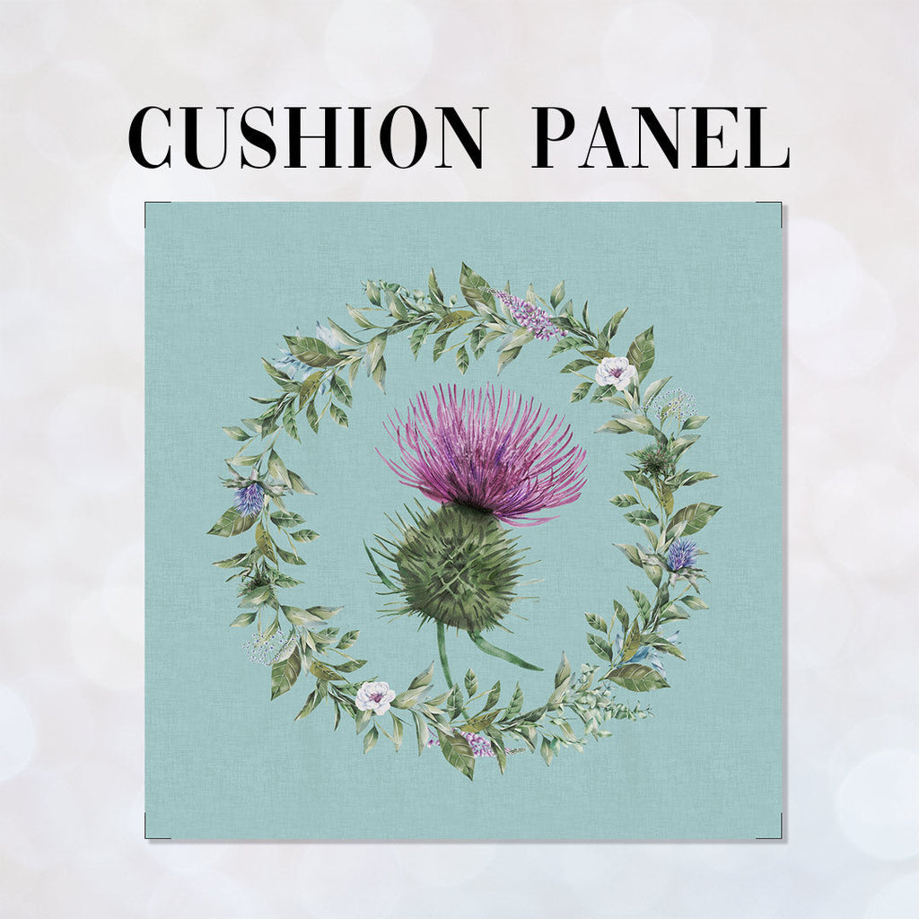 CUSHION Fabric Panel Scottish Thistle Blue SC-14