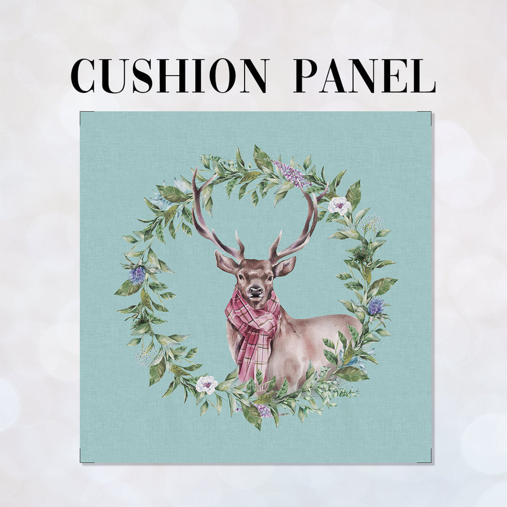CUSHION Fabric Panel Stag with Scarf Blue SC-29