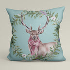 CUSHION Fabric Panel Stag with Scarf Blue SC-29