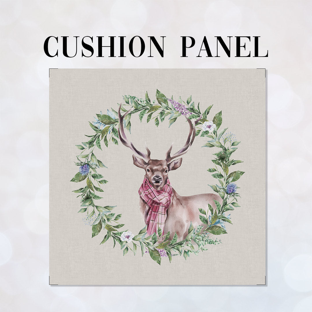 CUSHION Fabric Panel Stag with Scarf Grey SC-30