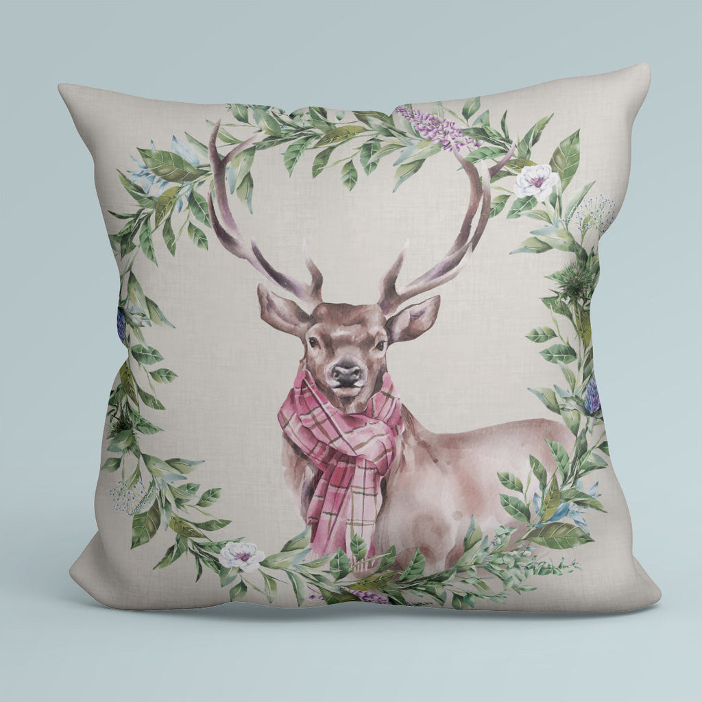 CUSHION Fabric Panel Stag with Scarf Grey SC-30