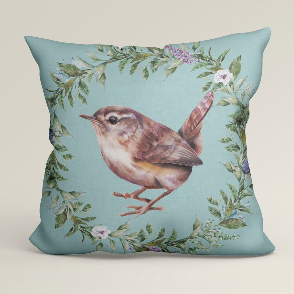 CUSHION Fabric Panel Scottish Bird Blue SC-9